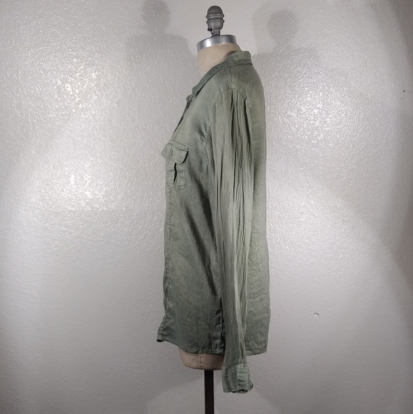 Pete & Greta by Johnny Was Utilitarian Ulrich Linen Shirt in Dry Moss NWOT - Picture 2 of 4
